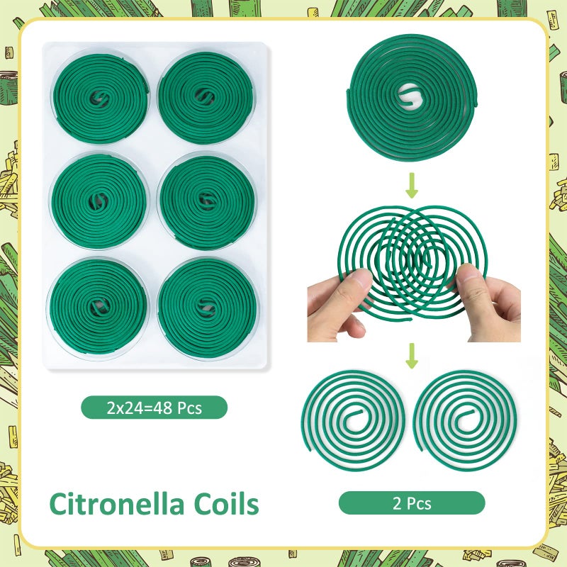 SCENTORINI Citronella Coils, 48 PCS Citronella Incense with Coil Holder, Suitable for Outdoor Use, Pool Side, Patio, Porches - Image 2